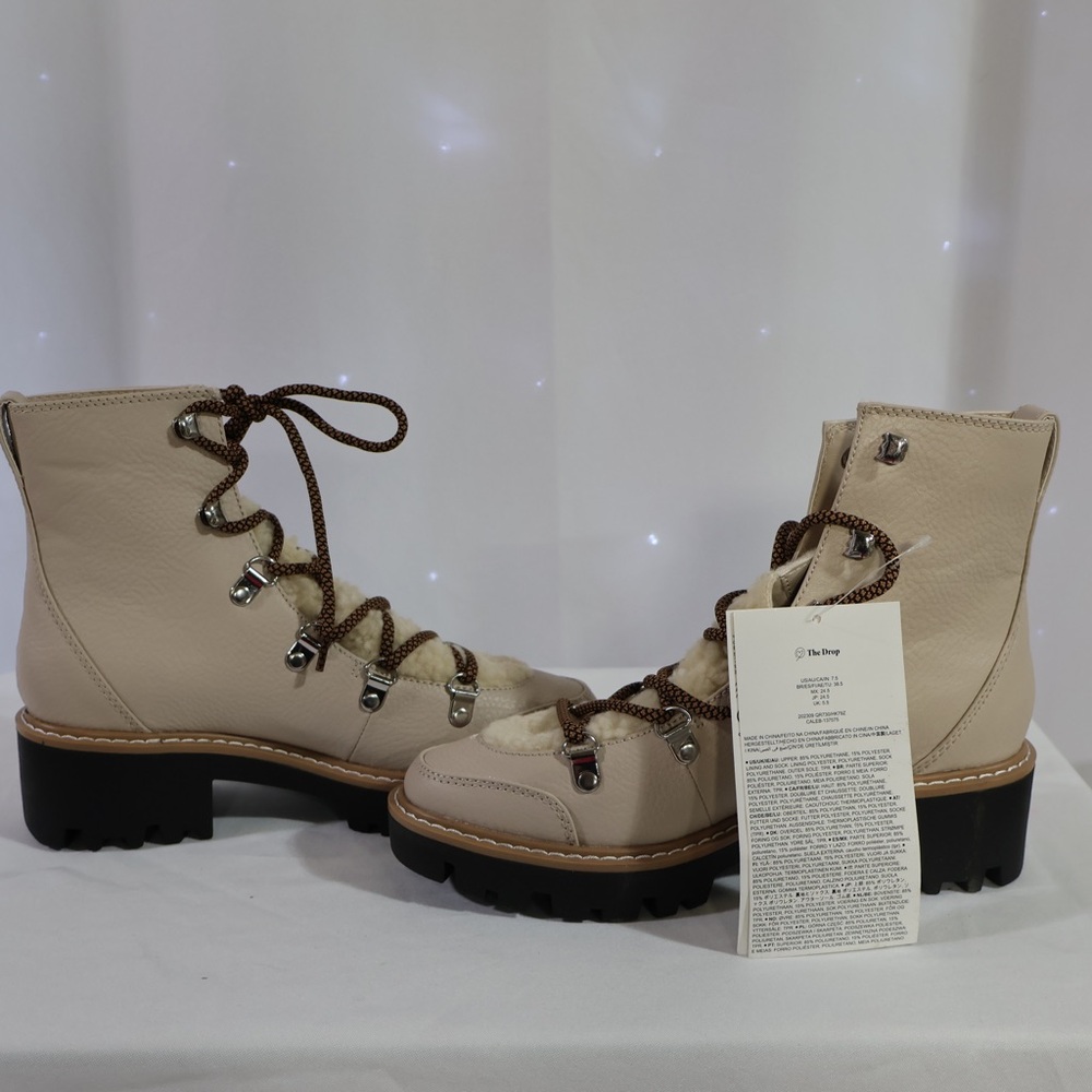 Elegant Cream Lace-Up Boots for Women